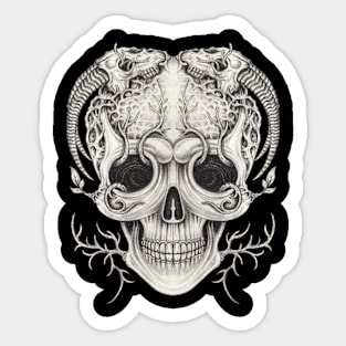 Skull head surrealist art and skull animal. Sticker